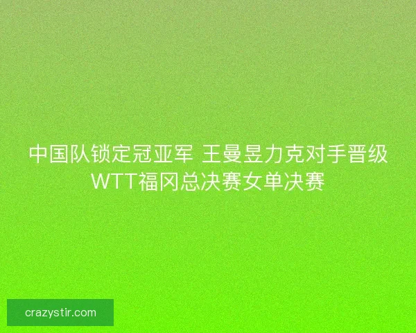 中国队锁定冠亚军 王曼昱力克对手晋级WTT福冈总决赛女单决赛